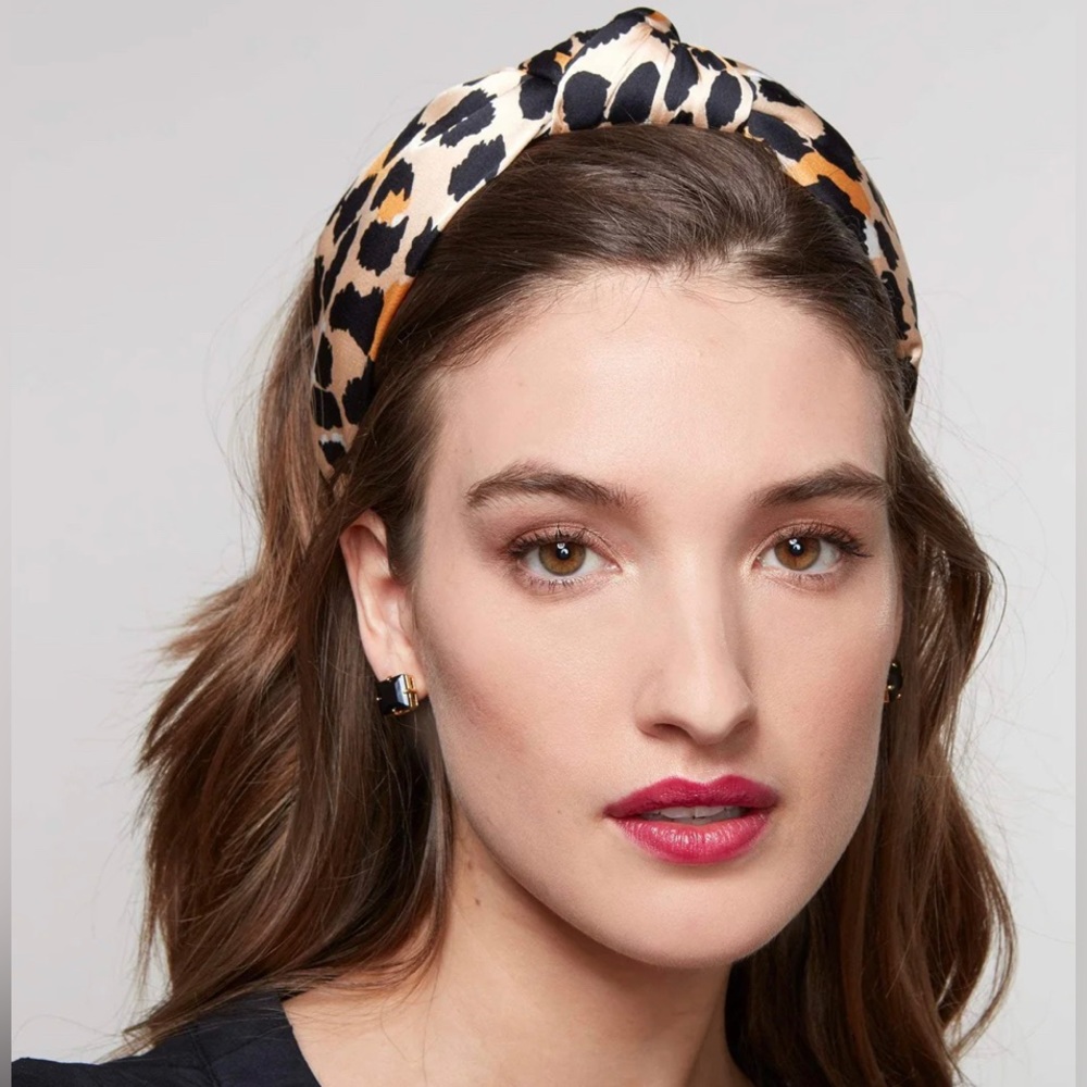 Lele Sadoughi Silk Leopard Print Knotted Knot Headband